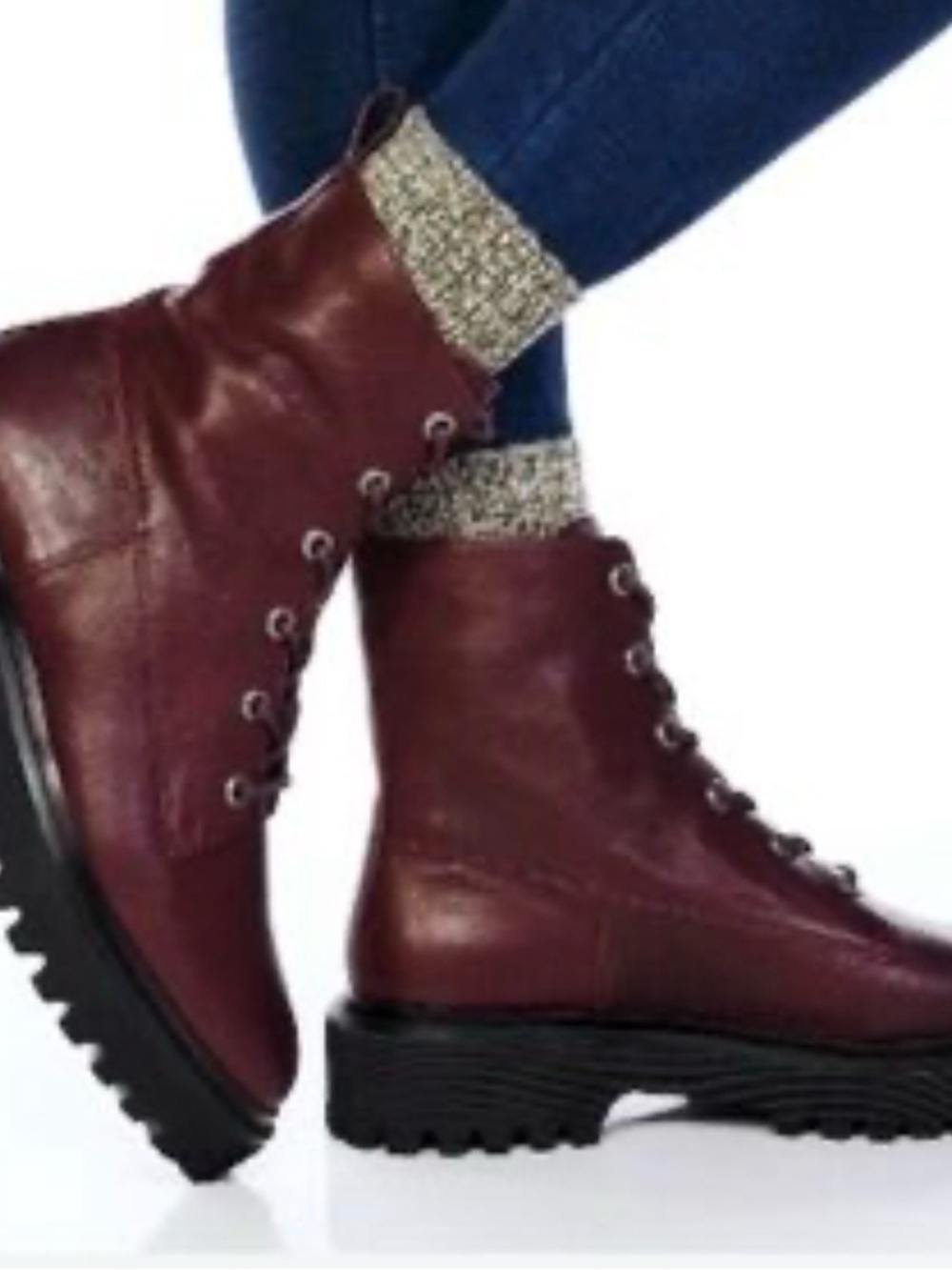 Madewell Rayna Dark Burgundy Lace Up Lugsole Combat Boots Leather Women’s US 9.5
